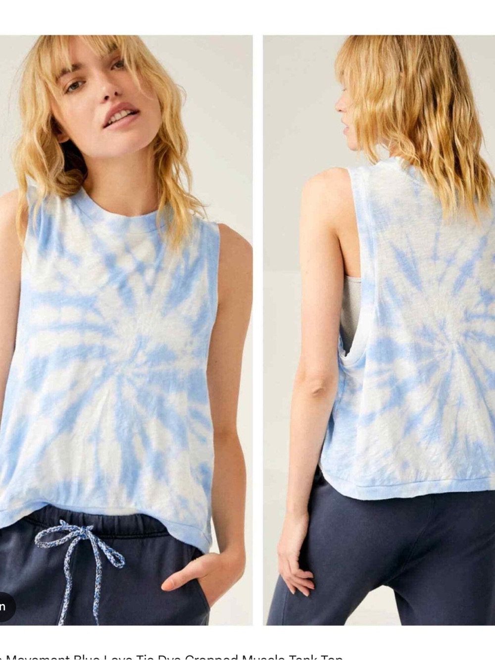 Free People Movement Tie Dye Print Love Active Laver Tee Muscle Size Small Blue